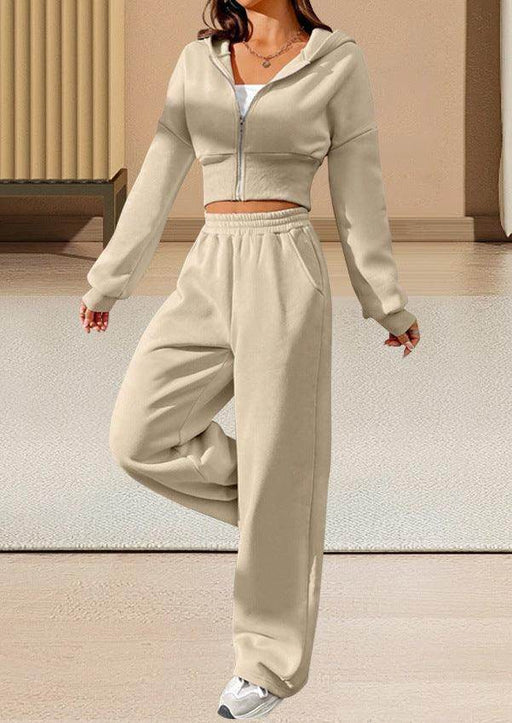 Pink Front Zip Hooded Sweatshirt And Two-piece Pants - Magellan Fashion Shop