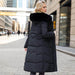 Winter Long Coat With Thickened Fur Collar Straight Slim Cotton-padded Jacket Women - Magellan Fashion Shop
