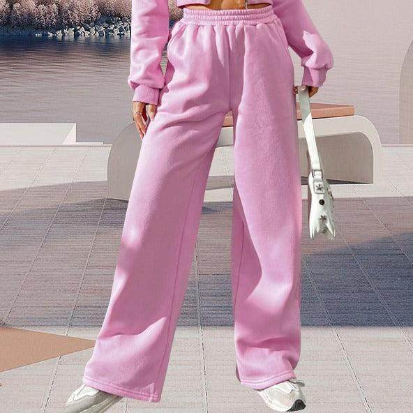Pink Front Zip Hooded Sweatshirt And Two-piece Pants - Magellan Fashion Shop