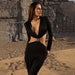 Elegant Deep V Long Sleeve Dress Sexy Cutout - Magellan Fashion Shop