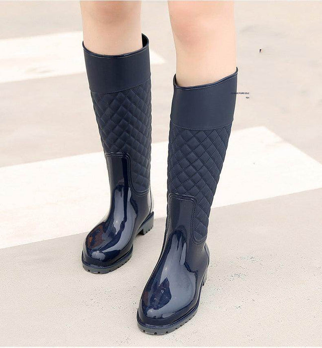 High Tube Diamond Lattice Warm Rubber Shoes - Magellan Fashion Shop