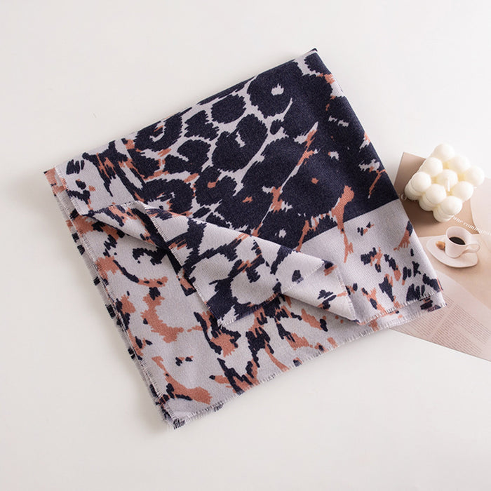 Leopard Print Artificial Cashmere Scarf Women's Warm Scarf Winter
