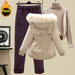 Women's Sweater Down Cotton Jacket Casual Pants Set - Magellan Fashion Shop