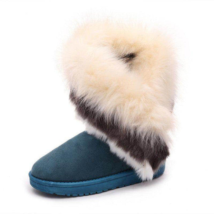 Winter Snow Boots Thick Fluffy Fox Fur Waterproof Non-slip Warm Cotton - Magellan Fashion Shop