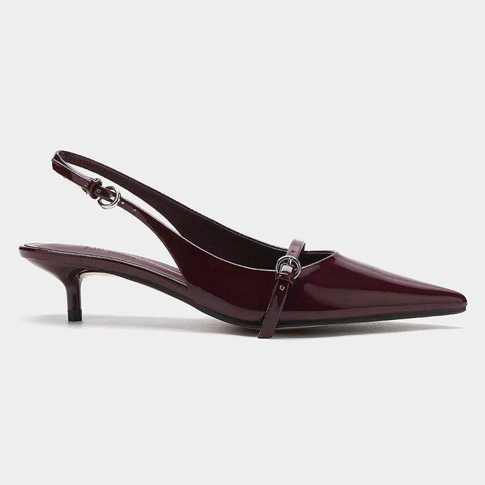 Wine Red Retro Style Pointed Toe Slingback Strap Mules Shoes - Magellan Fashion Shop