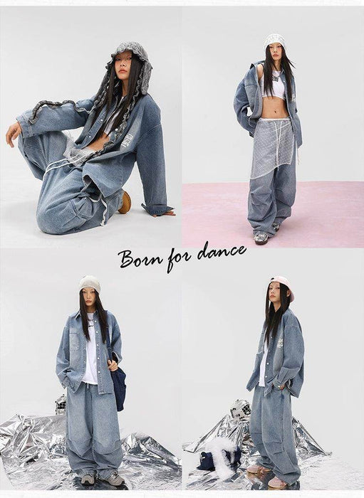 American Street Hip Hop Denim Suit Shirt Trousers - Magellan Fashion Shop