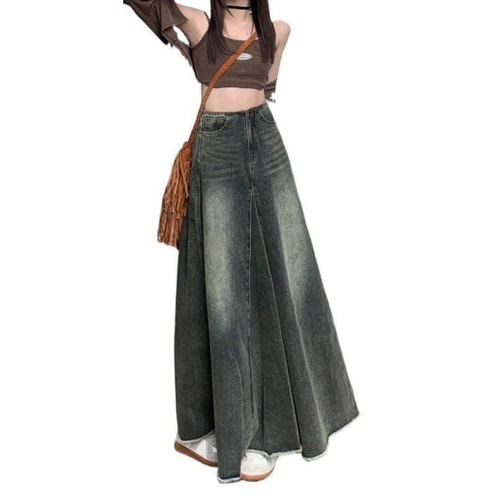 High Waist Slimming Mid Length A Line Sheath Fishtail Large Swing Skirt - Magellan Fashion Shop
