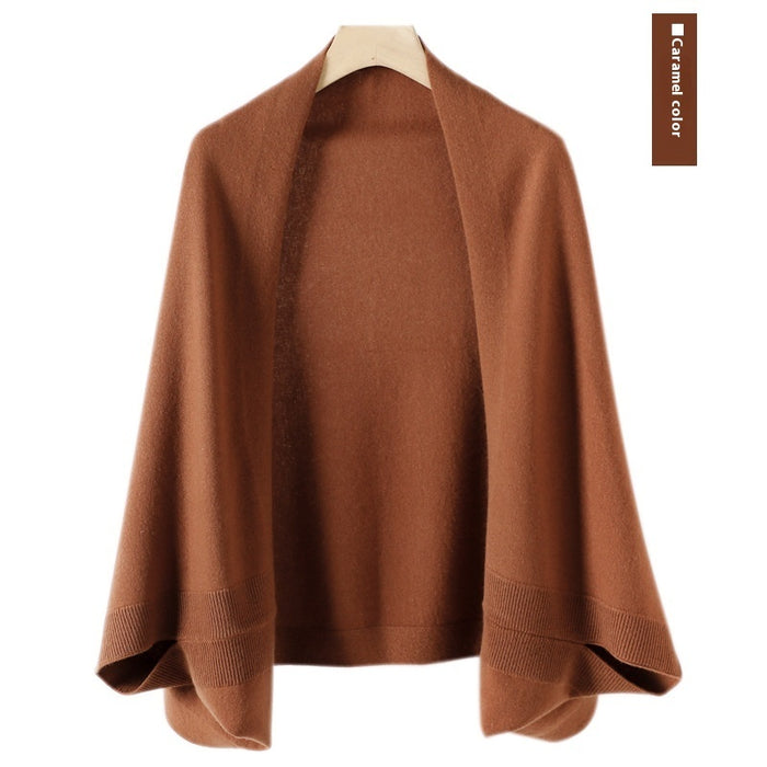 Women's Cashmere Shawl Knitting Cape Dual Purpose Scarf