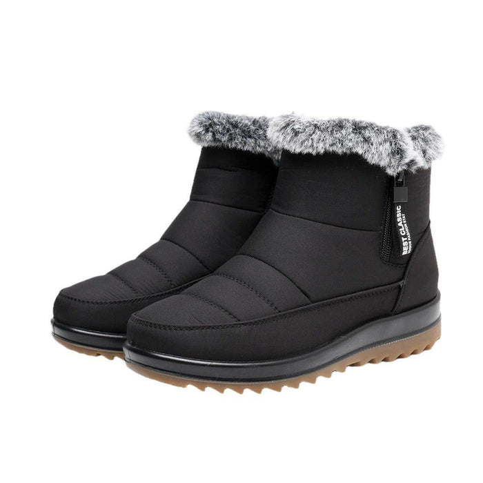 Winter Snow Boot With Side Zipper Fashion Warm Plush Ankle Boots Women's Fleece Short Shoes - Magellan Fashion Shop