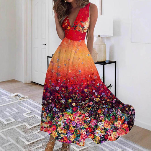 Women's Sleeveless Dress Exquisite Floral Print - Magellan Fashion Shop