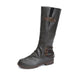 Fashion Casual Round Toe Square Heel Women's High-top Fashion Leather Boots - Magellan Fashion Shop