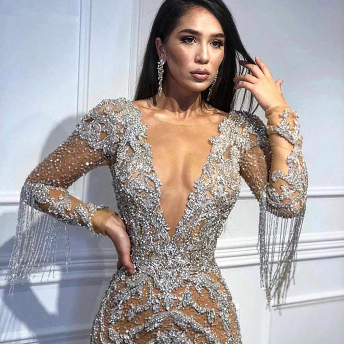 Women's Long-sleeved Gold Dress