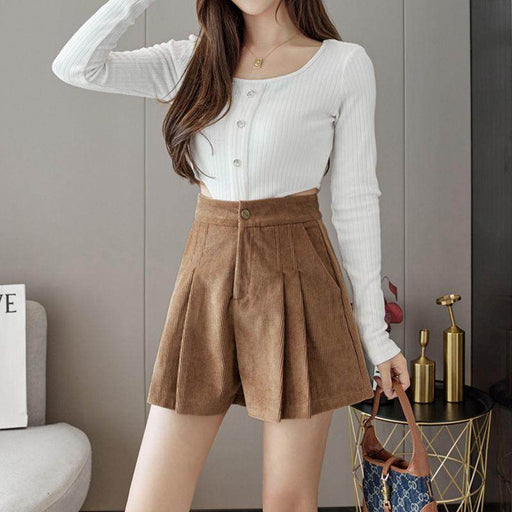 Corduroy Women's Loose New Casual Pleated Pants Skirt - Magellan Fashion Shop