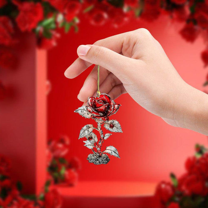 Valentine's Day Red Rose 2D Pendant Car Interior Design Acrylic Pendant - Magellan Fashion Shop
