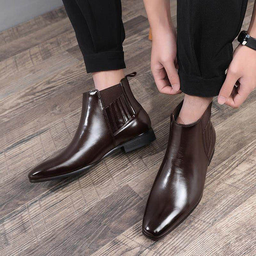 Men's Pointed Toe Simple High-top Martin Boots - Magellan Fashion Shop
