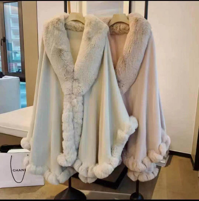 Artificial Rabbit Wool Cape - Magellan Fashion Shop