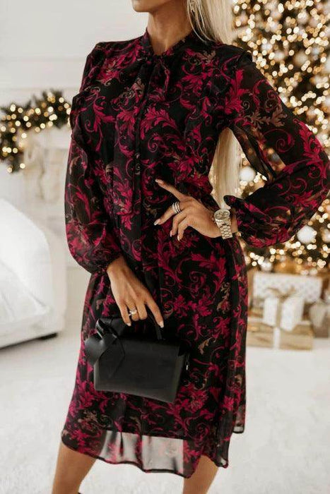 Long Sleeve Bowknot Waist-tight Dress Women - Magellan Fashion Shop