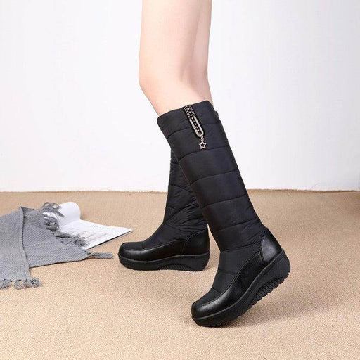 Thick Fur Snow Boots Wedge Casual High Leg Boot - Magellan Fashion Shop