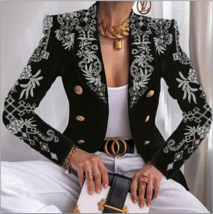 Ladies printed slim blazer