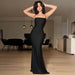 Pure Color Tube-top Backless Stitching Hollow Out Tied Slim Fit Dress - Magellan Fashion Shop