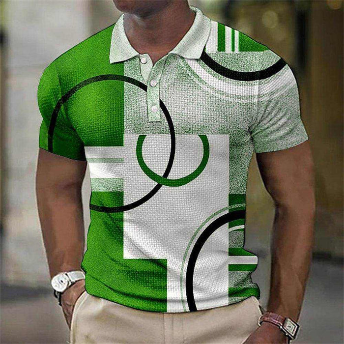 Fashion Men'S Polo Shirts 3d Splicing Plaid Printing Art Men - Magellan Fashion Shop