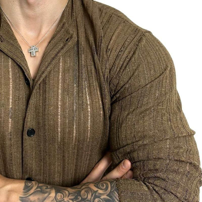 Solid Color Hollow Round Neck Hollow Cardigan - Magellan Fashion Shop