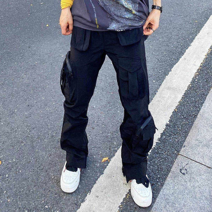 Overalls Trousers Zipper Flared Casual Trousers Ins Pants Men - Magellan Fashion Shop