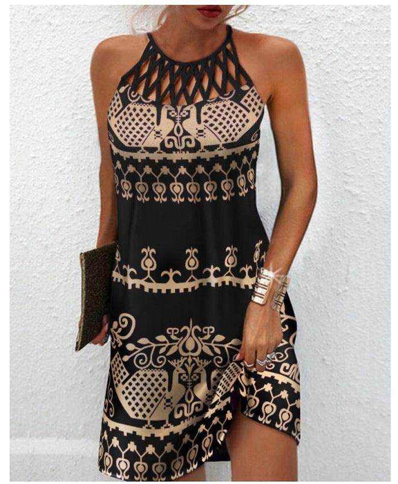 Fashion Print Dress Casual Halterneck Dresses For Women Summer Clothes - Magellan Fashion Shop