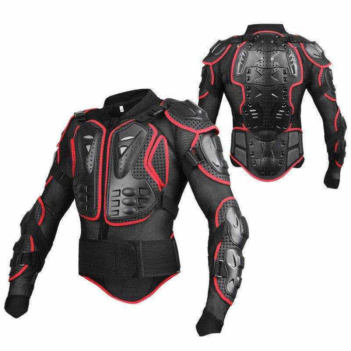 Black and red outdoor motorcycle riding armor protective gear with PE shell and EVA padding
