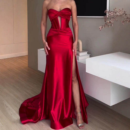 Elegant Chest-wrapped Off-neck Long Banquet - Magellan Fashion Shop