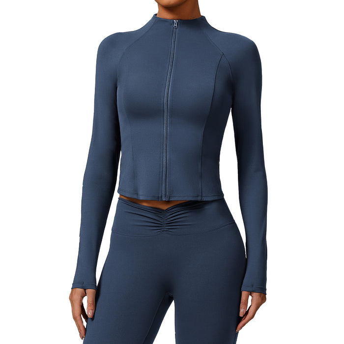 Stand Collar Zipped Sports Coat  Fitness Yoga Wear