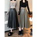 Leather Medium Length Simple A- Line Umbrella Skirt - Magellan Fashion Shop