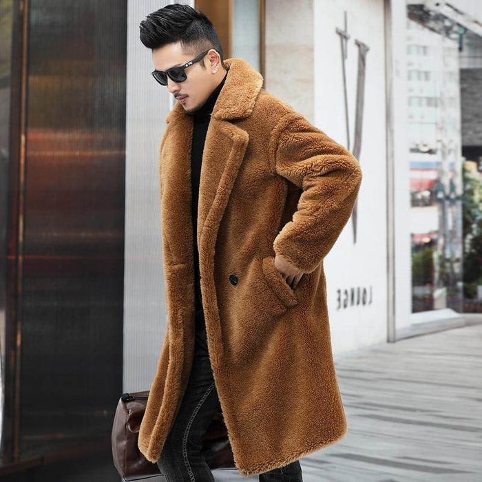 Men's Winter New Thickened Cashmere Long Warm Fur Coat - Magellan Fashion Shop
