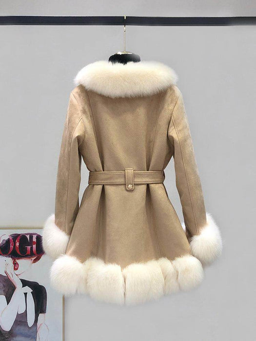 Leather Coat Suede Fur Integrated Mid-length - Magellan Fashion Shop