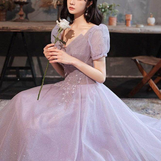 HOOR Women Luxury Puff Sleeve Backless Shiny Prom Gown - Magellan Fashion Shop