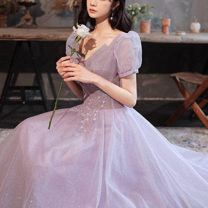 HOOR Women Luxury Puff Sleeve Backless Shiny Prom Gown - Magellan Fashion Shop