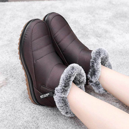 Winter Snow Boot With Side Zipper Fashion Warm Plush Ankle Boots Women's Fleece Short Shoes - Magellan Fashion Shop