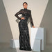 Long Sleeve Sequined Evening Dress - Magellan Fashion Shop