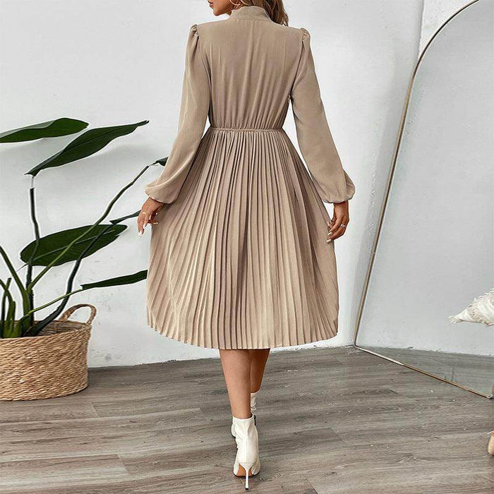 Bow Collar Lace-up Buckle Dress - Magellan Fashion Shop