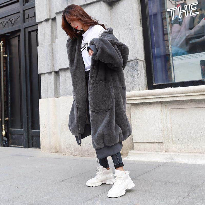 Autumn And Winter Thick Long Hooded Fur Coat – Elegant Fur-Lined Coat for Women - Magellan Fashion Shop
