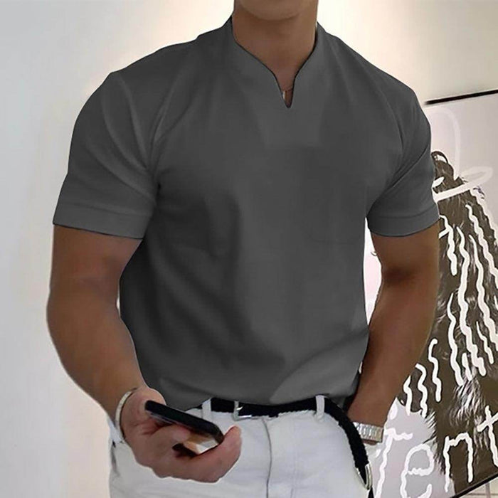 Summer Short Sleeve Shirt Men Fitness Plus Size Sports T-Shirt Elastic Cotton Pocket - Magellan Fashion Shop