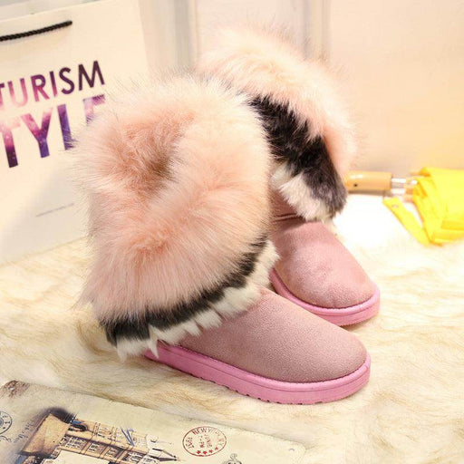 Winter Snow Boots Thick Fluffy Fox Fur Waterproof Non-slip Warm Cotton - Magellan Fashion Shop