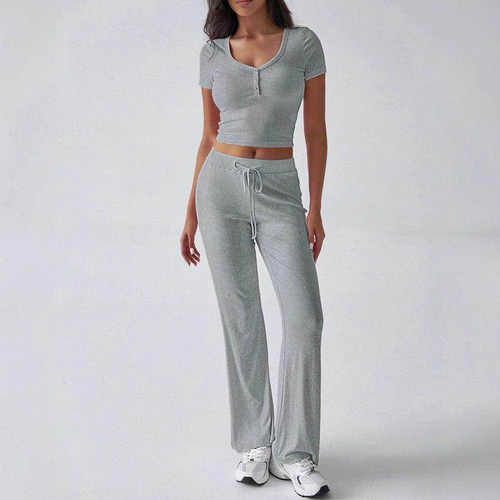 Women's Solid Color Crew Neck Casual Fashion Suit - Magellan Fashion Shop