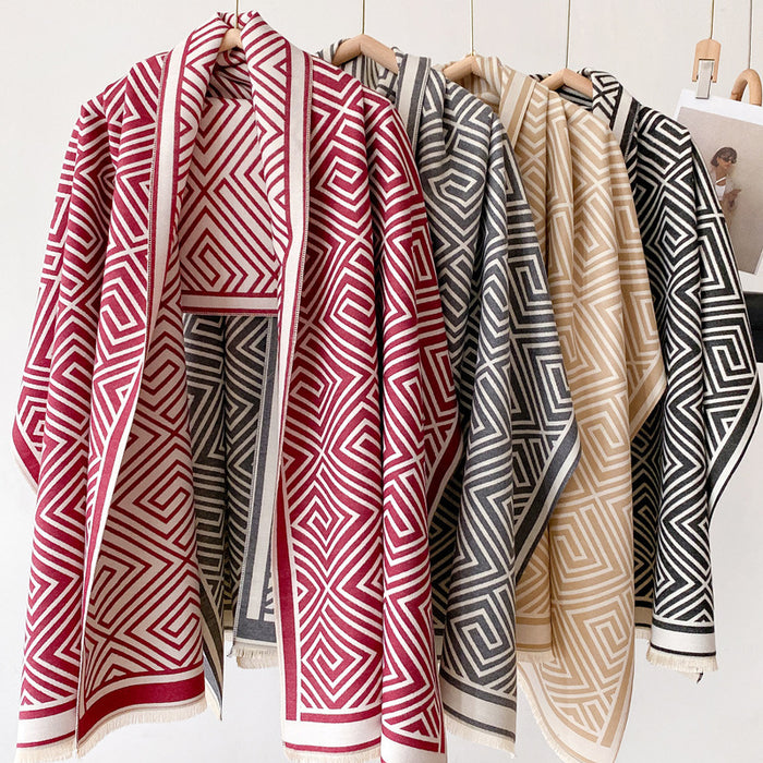 Thickened Warm Office Cloak Nap Wool Blanket Plaid Cloak Dual-use