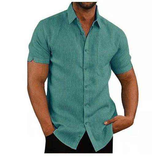 Men Short Sleeve Summer Solid Shirts Casual Loose Tops Tee - Magellan Fashion Shop