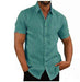 Men Short Sleeve Summer Solid Shirts Casual Loose Tops Tee - Magellan Fashion Shop