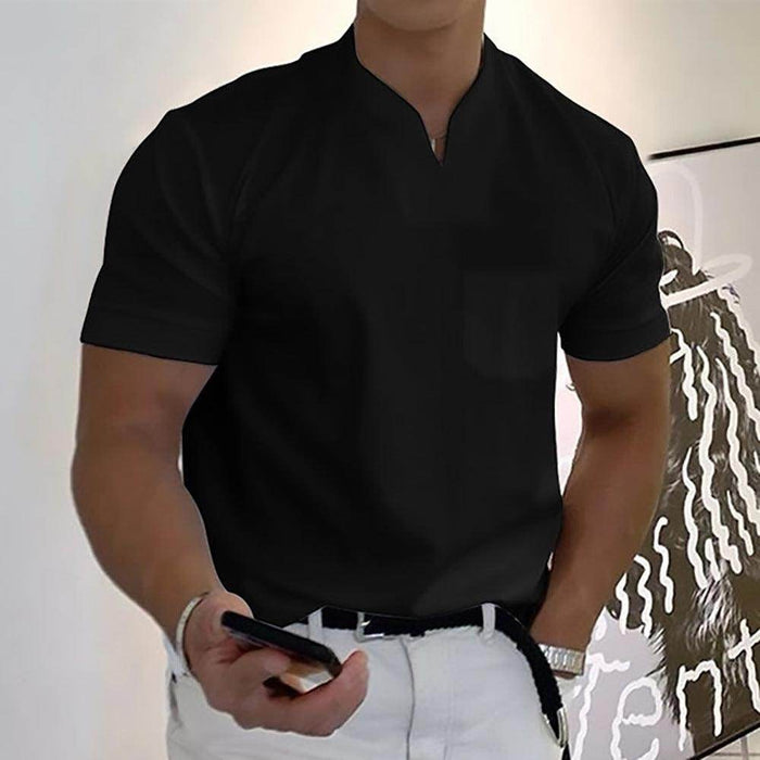 Summer Short Sleeve Shirt Men Fitness Plus Size Sports T-Shirt Elastic Cotton Pocket - Magellan Fashion Shop