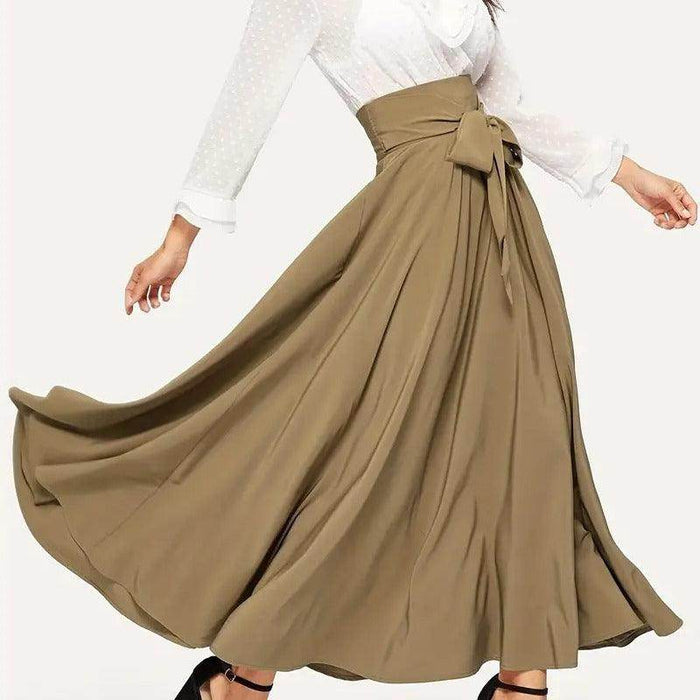 High Waist Slimming Front Lace-up A- Line Dress - Magellan Fashion Shop