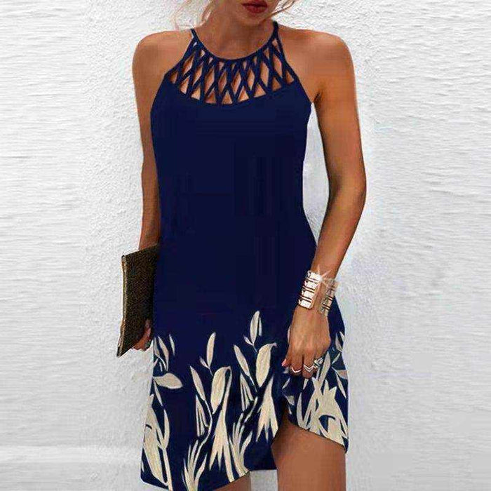 Fashion Print Dress Casual Halterneck Dresses For Women Summer Clothes - Magellan Fashion Shop