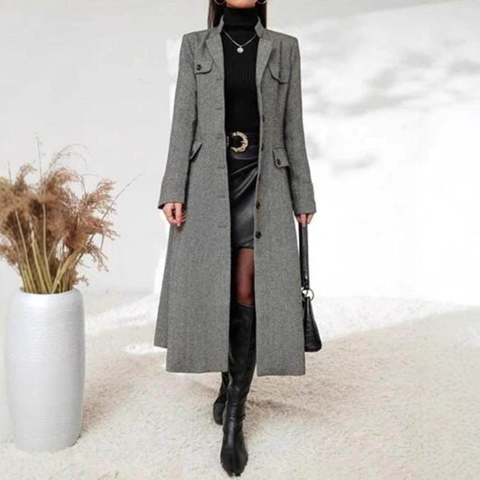 Women's Single-breasted Long-cut Coat - Magellan Fashion Shop